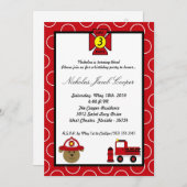 5x7 Fire Dog Firetruck Invitation de fête d'annive (Devant / Derrière)