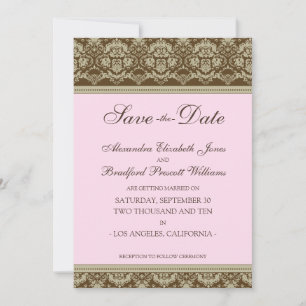 5x7 Flat Save the Date Baroque: baby roze