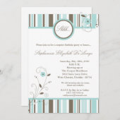 5x7 Fleur bleue printanière Invitation à la fête d (Devant / Derrière)