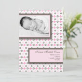 5x7 Fleur de Li rose Fleur de Li Faire-part de nai (Debout devant)