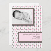 5x7 Fleur de Li rose Fleur de Li Faire-part de nai (Devant / Derrière)