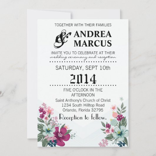 5x7 Fleurs tropicales Faire-part de mariage sur Om (Devant)