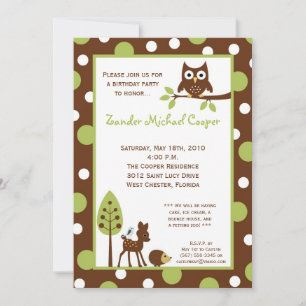 5x7 Forrest Bois Animaux Anniversaire Invitation