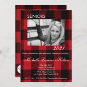 5x7 foto afstudeerfeest uitnodiging rode buffel (Voorkant / Achterkant)