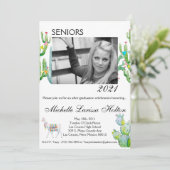 5x7 Foto Afstuderen Party Uitnodiging Boho Llama B (Staand voorkant)