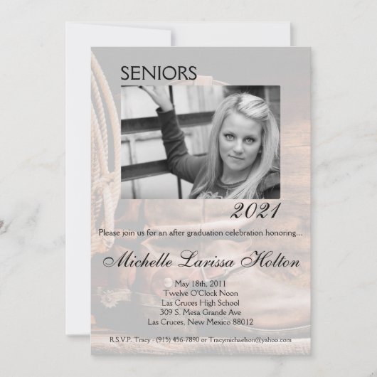 5x7 Foto Afstuderen Party Uitnodiging Cowboy Boots (Voorkant)