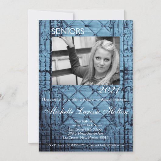 5x7 Foto Afstuderen Party Uitnodiging Rustiek Tin (Voorkant)