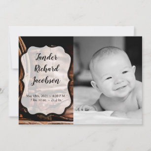 5x7 Foto Birth Announcement Army Cowboy Boots Bar Aankondiging
