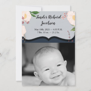 5x7 foto geboorte aankondiging leger Baby roze kos