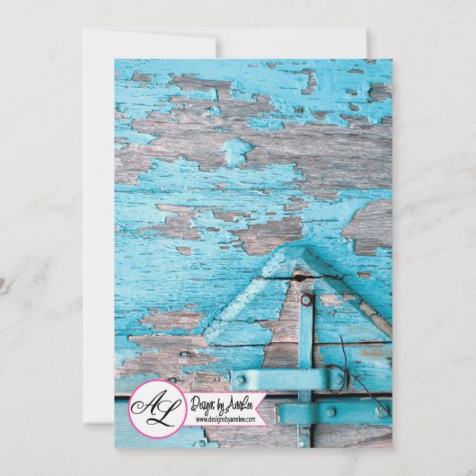 5x7 Foto Geboorte Aankondiging Leger Blauw Houten (Achterkant)