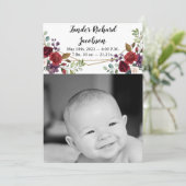 5x7 foto geboorte aankondiging leger wit rozen gou (Staand voorkant)