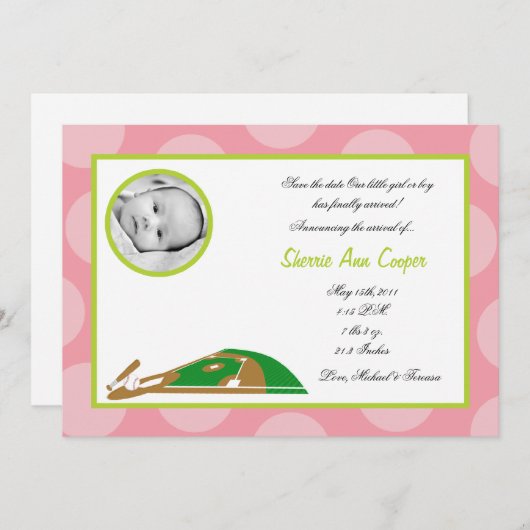 5x7 FOTO Sport Zachte bal Geboorteaankondiging Kaart (Voorkant / Achterkant)