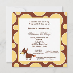 5x7 Fox Pok-a-Dot Baby shower Kaart