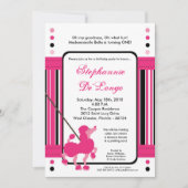 5x7 Franse roze poedel verjaardagsfeestje uitnodig Kaart (Voorkant)