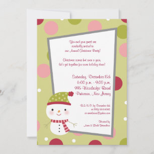 5x7 Frosty Snowman Polka Dot BG Uitnodiging