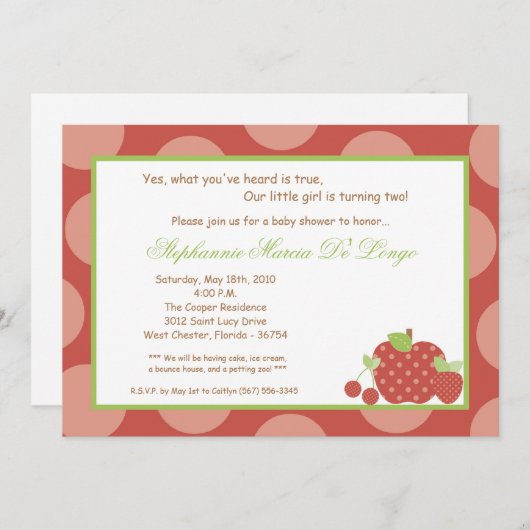 5x7 Fruits frais d'été Invitation fête d'anniversa (Devant / Derrière)