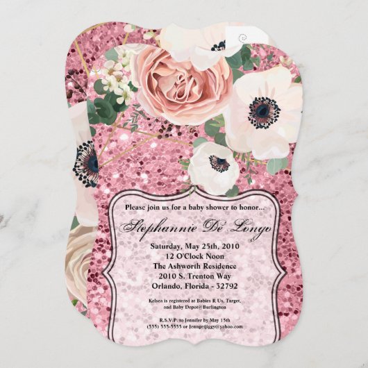 5x7 Geboortekaartje Geometrische Tuin Roos Kaart (Voorkant / Achterkant)