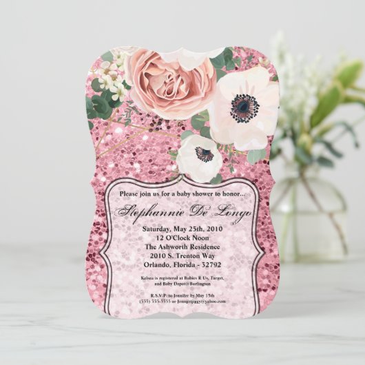 5x7 Geboortekaartje Geometrische Tuin Roos Kaart (Staand voorkant)