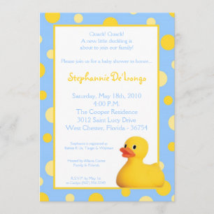 5x7 gele blu Rubber Ducky Baby shower Uitnodiging