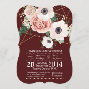 5x7 Geometric Garden Roos Wine Weddenschap Kaart