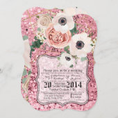 5x7 geometrische tuin Roos Glitt bruiloft uitnodig Kaart (Voorkant / Achterkant)