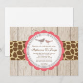 5x7 Giraffe Bird Couple Bridal Shower Invitation Kaart (Voorkant / Achterkant)