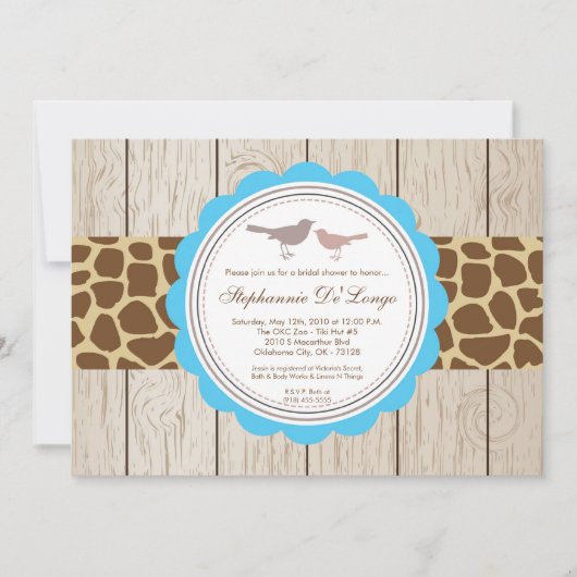 5x7 Giraffe Oiseau Couple nuptiale Invitation (Devant)