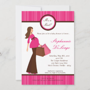 5x7 Girl Modern Mod Maman Baby shower Invitation
