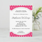 5x7 Girl Pink Polkadot Poke Invitation d'anniversa (Debout devant)
