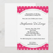 5x7 Girl Pink Polkadot Poke Invitation d'anniversa (Devant / Derrière)