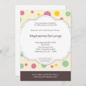 5x7 Girl Pink Polkadot Poke Invitation d'anniversa (Devant / Derrière)