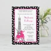 5x7 Girl Pink Poodle Baby shower Uitnodiging (Staand voorkant)