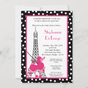 5x7 Girl Pink Poodle Baby shower Uitnodiging