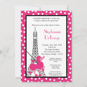 5x7 Girl Pink Poodle Baby shower Uitnodiging