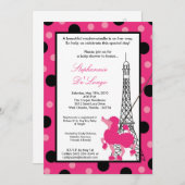 5x7 Girl Pink Poodle Paris Baby shower Invitation (Devant / Derrière)