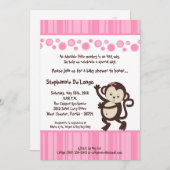 5x7 Girl Pink Pop Monkey Baby shower Uitnodiging (Voorkant / Achterkant)