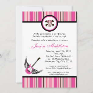 5x7 Girl Punk Rocker Baby shower Invitation Kaart