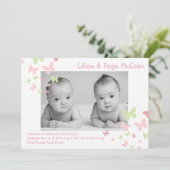 5x7 Girl Twins Butterfly Photo Faire-part de naiss (Debout devant)