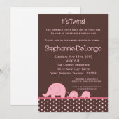5x7 Girl Twins Mod Elephant Baby shower Invitation (Devant / Derrière)