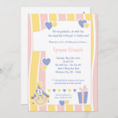 5x7 Girly 1 jaar oud verjaardagsfeestuitnodiging Kaart (Voorkant / Achterkant)