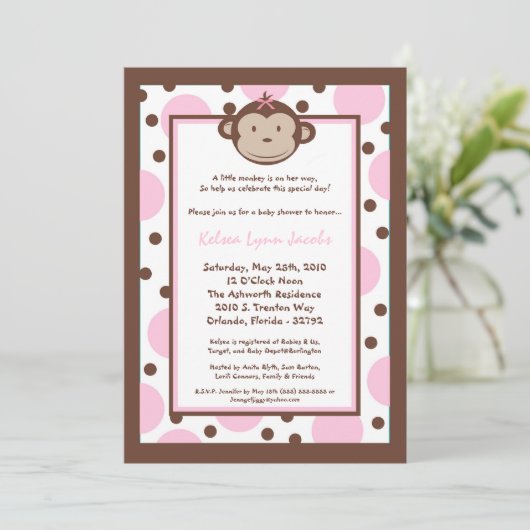 5x7 Girly Modern Mood Baby shower singe Invitation (Debout devant)