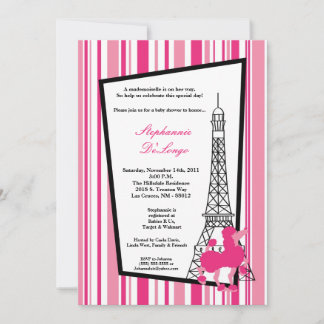 5x7 Girly Pink Poodle Baby shower Uitnodiging