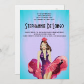 5x7 Glamor Girl Quinceanera Invitation Anniversair (Devant / Derrière)