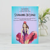 5x7 Glamor Girl Quinceanera Invitation Anniversair (Debout devant)