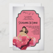 5x7 Glamor Girl Quinceanera Invitation Anniversair (Devant)