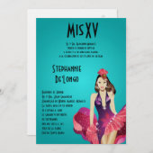 5x7 Glamor Girl Quinceanera Invitation Anniversair (Devant / Derrière)