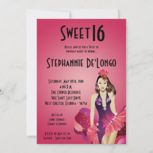 5x7 Glamor Girl Sweet 16 Anniversaire Invitation