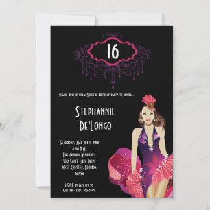 5x7 Glamor Girl Sweet 16 Anniversaire Invitation