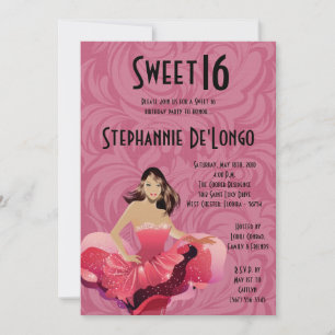 5x7 Glamor Girl Sweet 16 Anniversaire Invitation