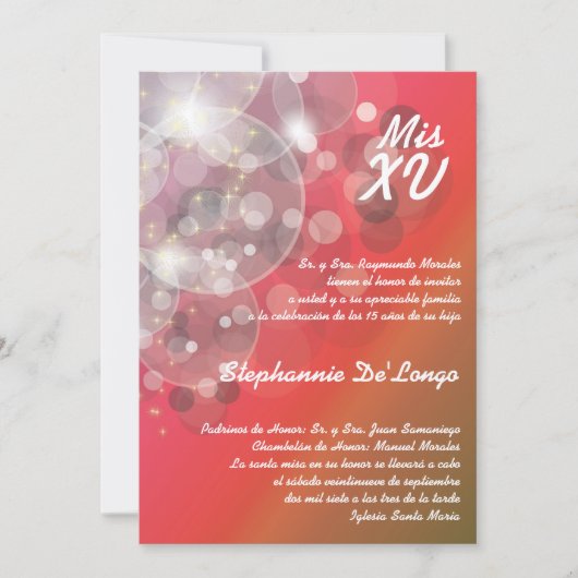 5x7 Glitz Glimmer Quinceanera Invitation d'anniver (Devant)